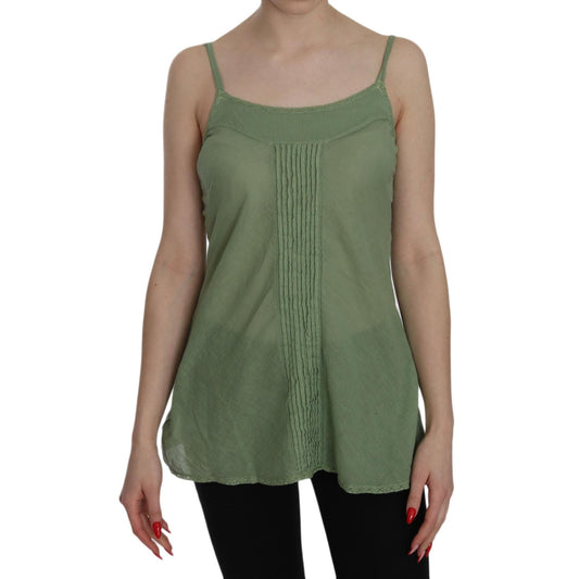 Green Silk Spaghetti Strap Tank Top Blouse