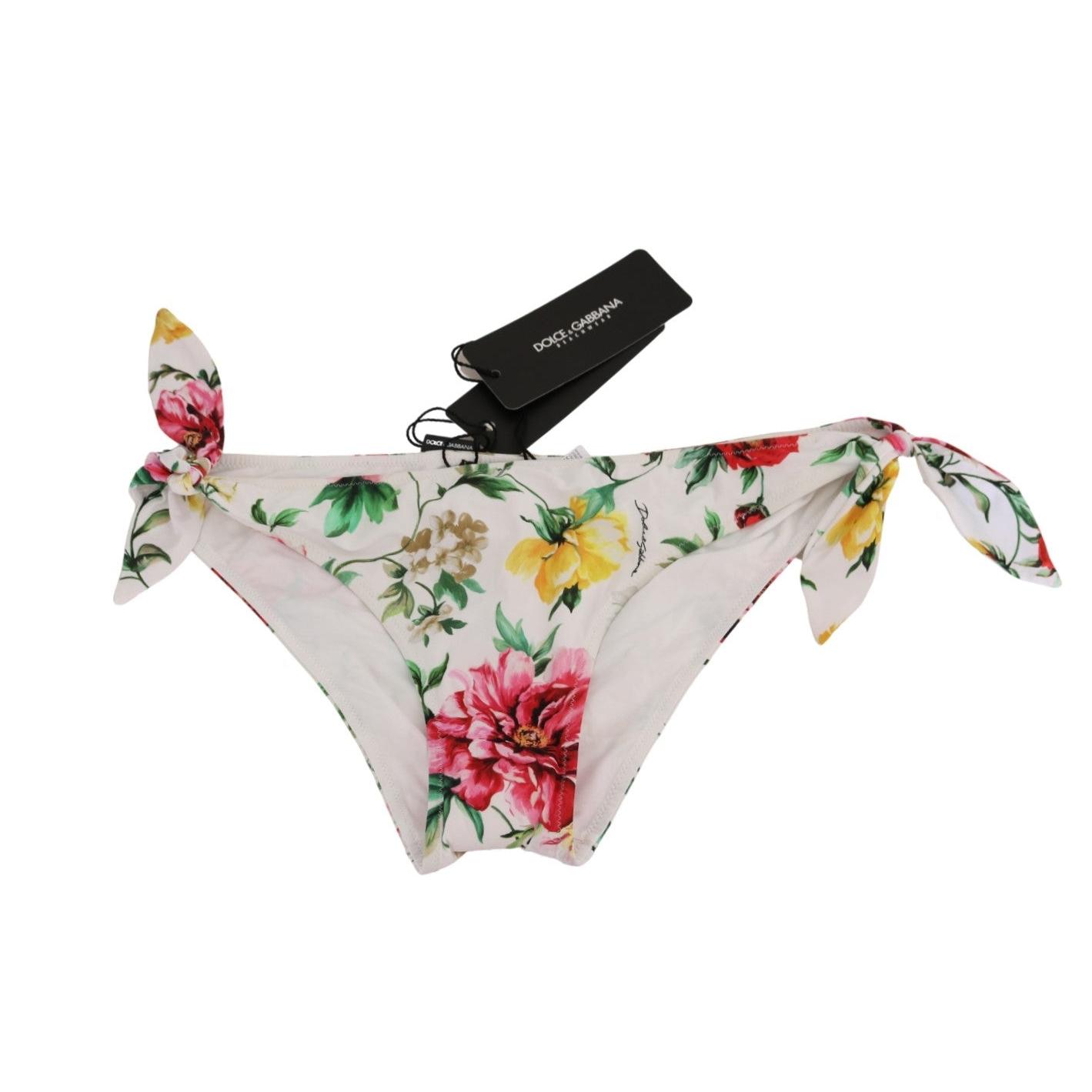 White Floral Swimsuit Bottom Bikini Beachwear