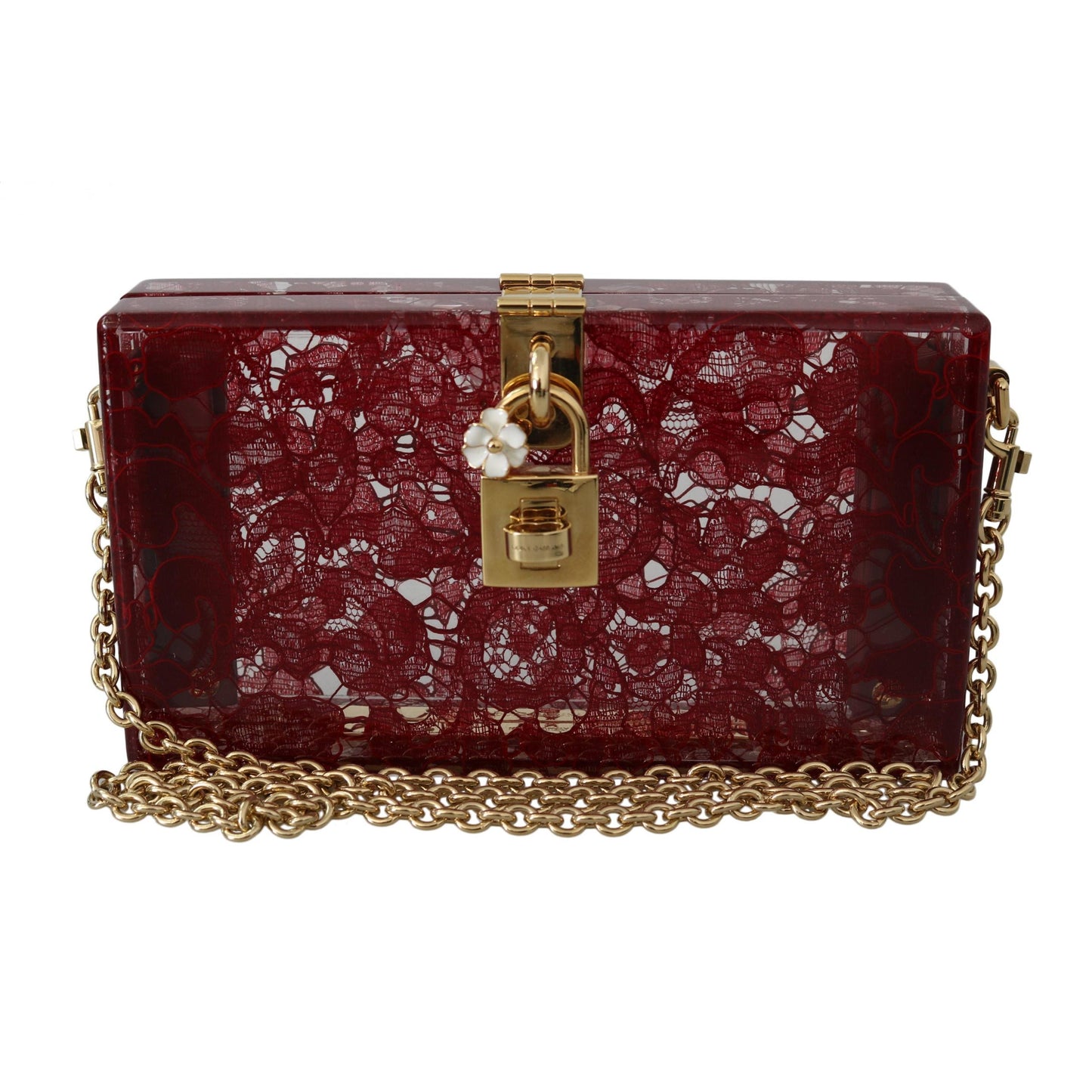 Dark Red Plexiglass Taormina Lace Clutch Borse Bag BOX - coffeewithmee2