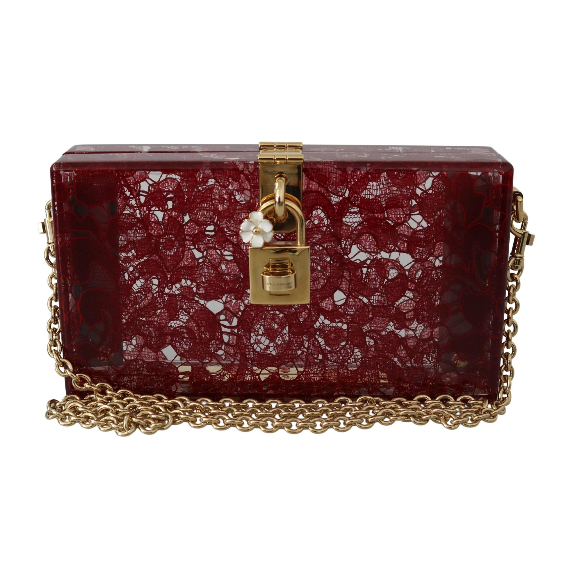 Dark Red Plexiglass Taormina Lace Clutch Borse Bag BOX - coffeewithmee2