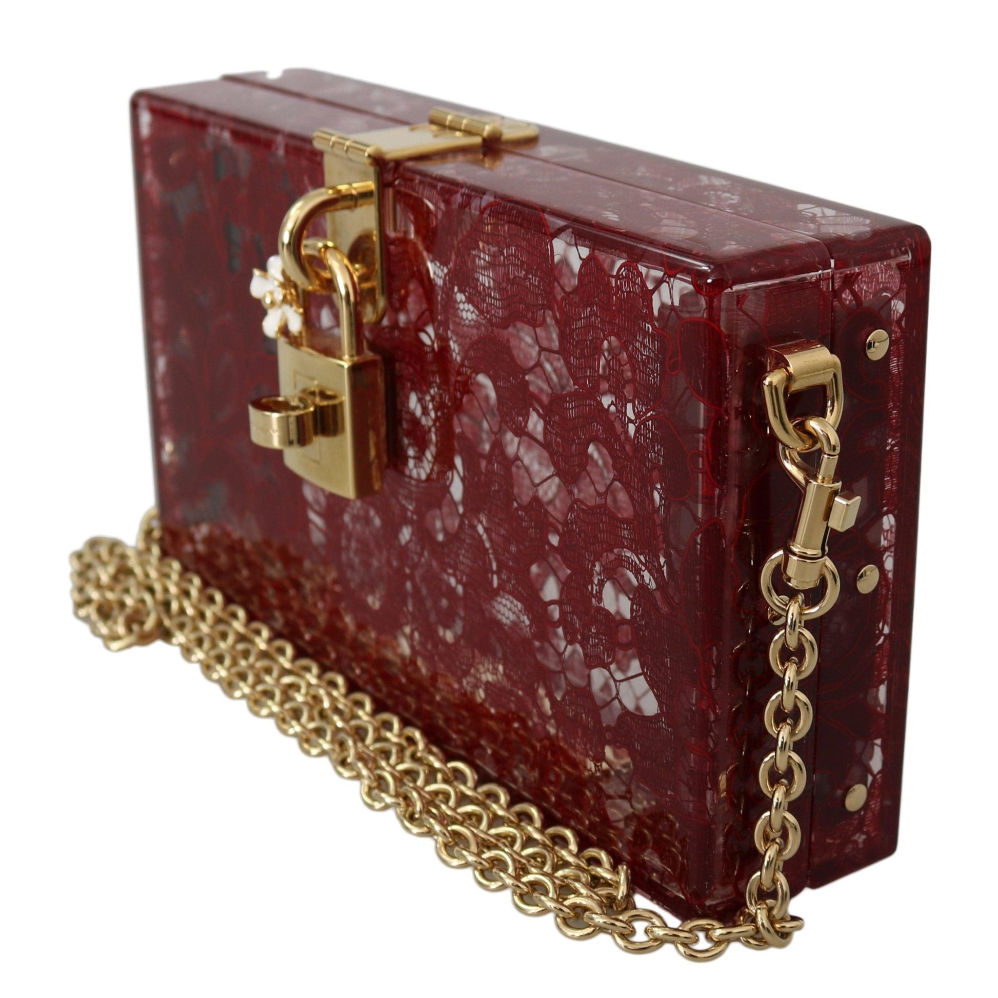 Dark Red Plexiglass Taormina Lace Clutch Borse Bag BOX - coffeewithmee2