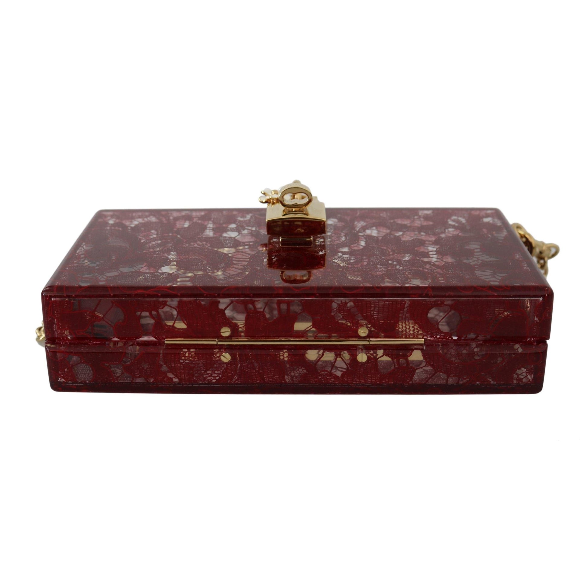 Dark Red Plexiglass Taormina Lace Clutch Borse Bag BOX - coffeewithmee2