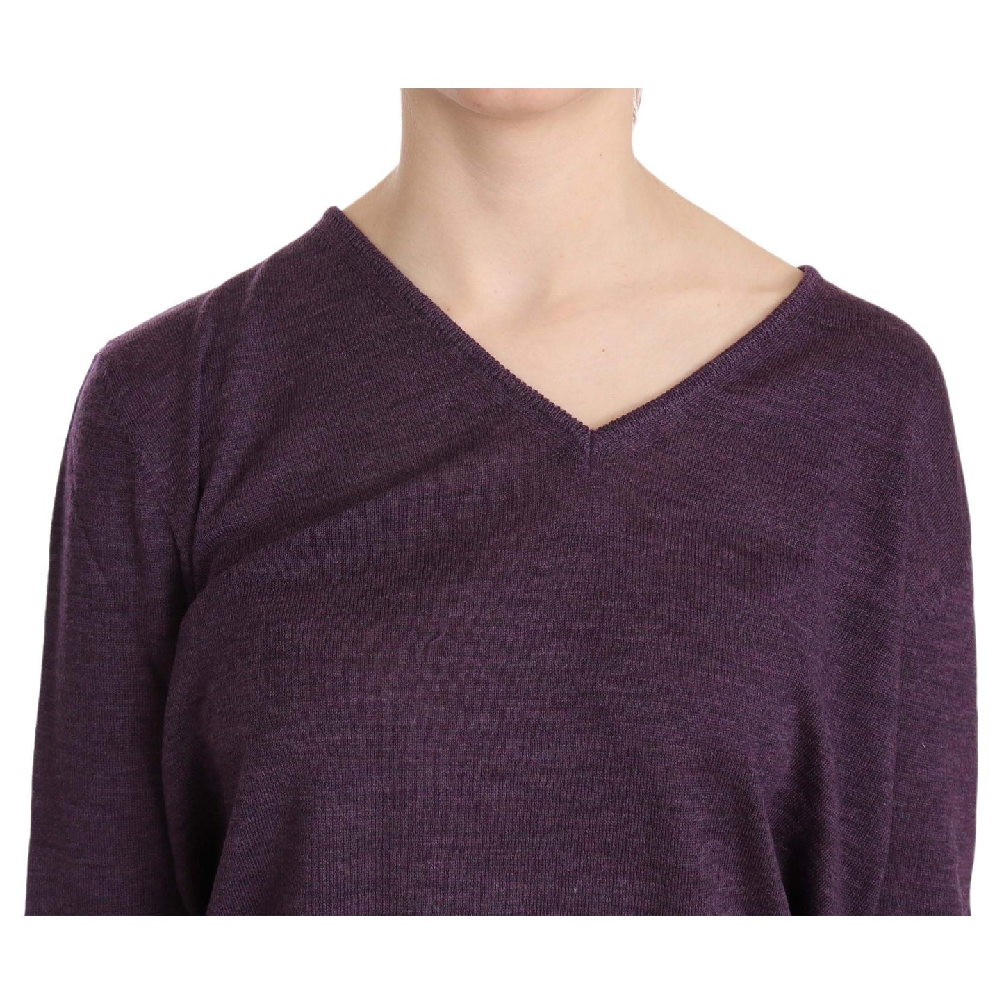 Purple V-neck Long Sleeve Pullover Top