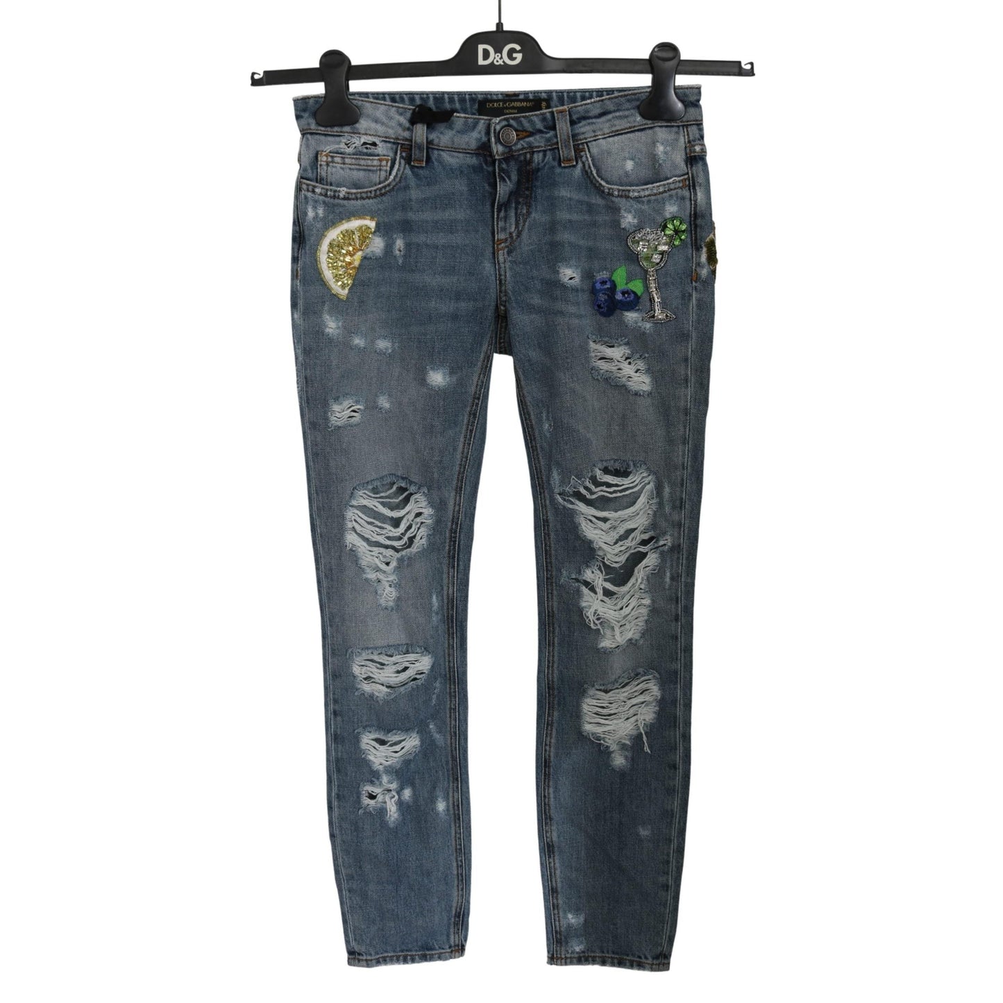 Blue Ripped PRETTY Trouser Cotton Jeans