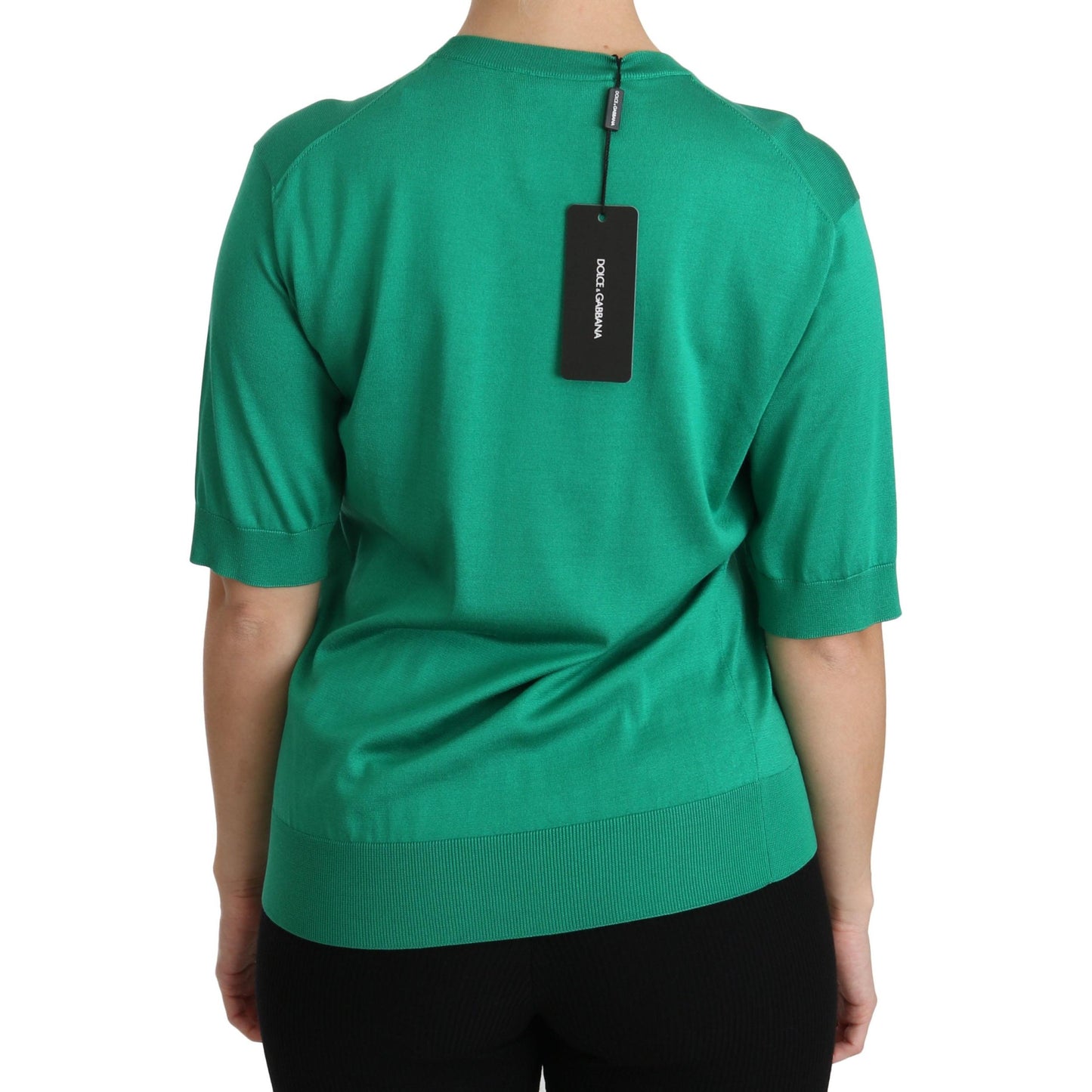 Green Crewneck Short Sleeve Top Blouse