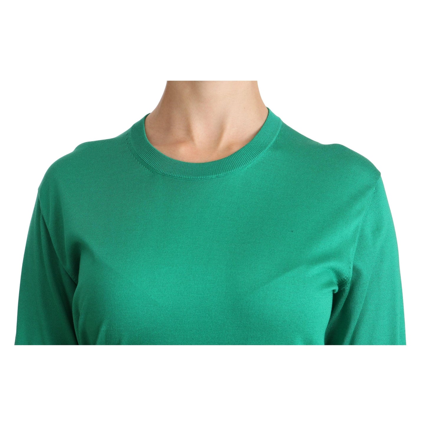 Green Crewneck Short Sleeve Top Blouse
