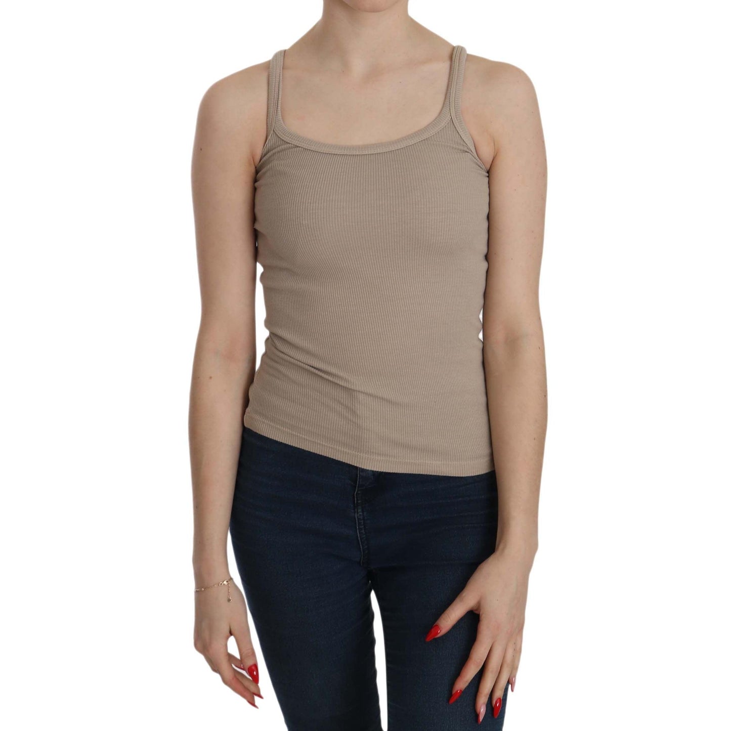 Brown Sleeveless Spaghetti Strap Top Blouse