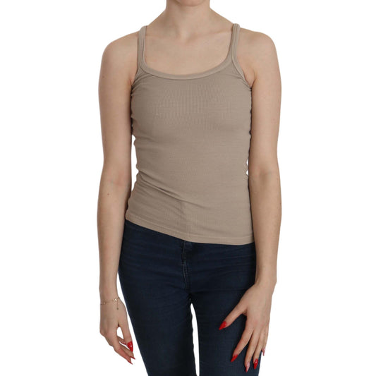 Brown Sleeveless Spaghetti Strap Top Blouse