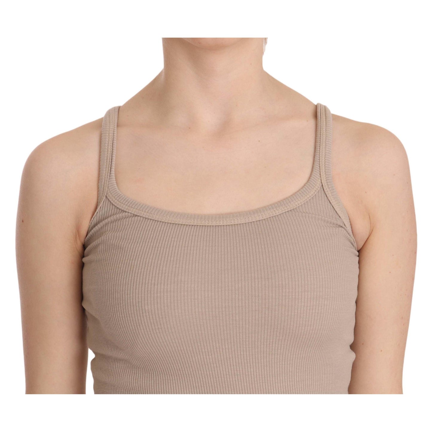 Brown Sleeveless Spaghetti Strap Top Blouse