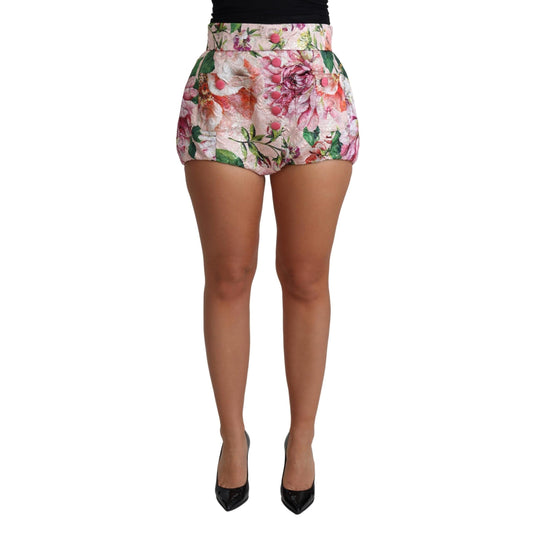 Pink Cotton Floral Print Hot Pants Short