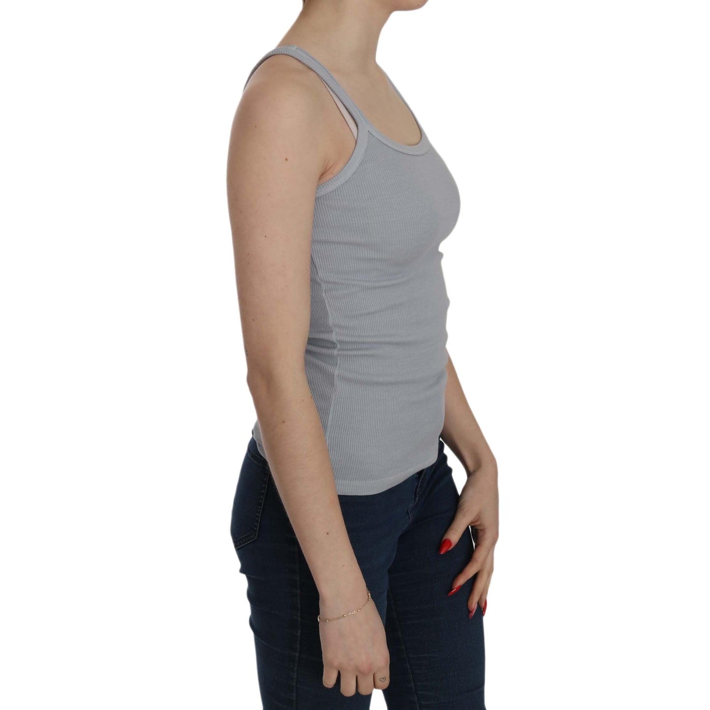 Light Grey Sleeveless Spaghetti Strap Blouse