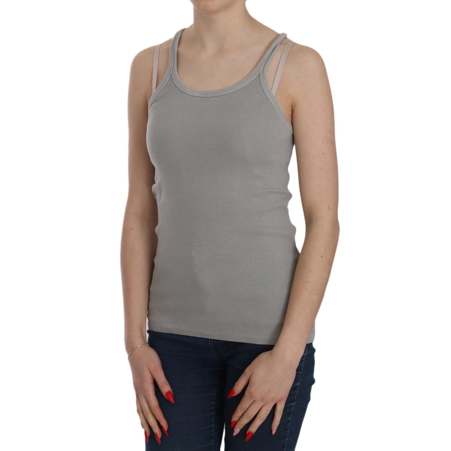 Grey Sleeveless Spaghetti Strap Shirt