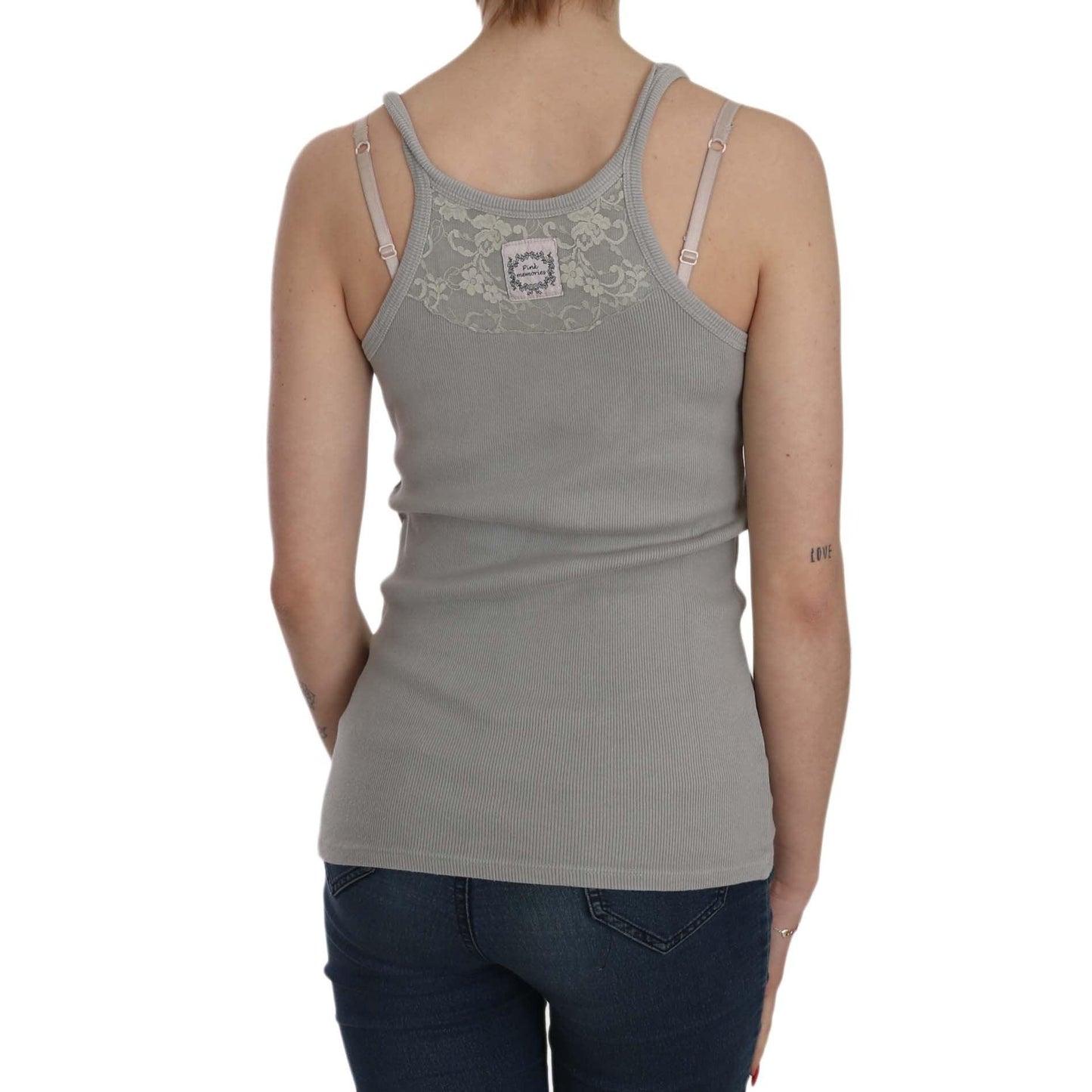 Grey Sleeveless Spaghetti Strap Shirt