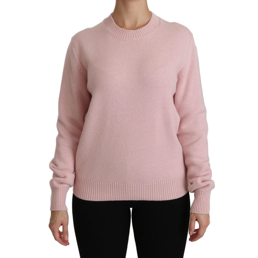 Pink Crew Neck Cashmere Pullover Sweater