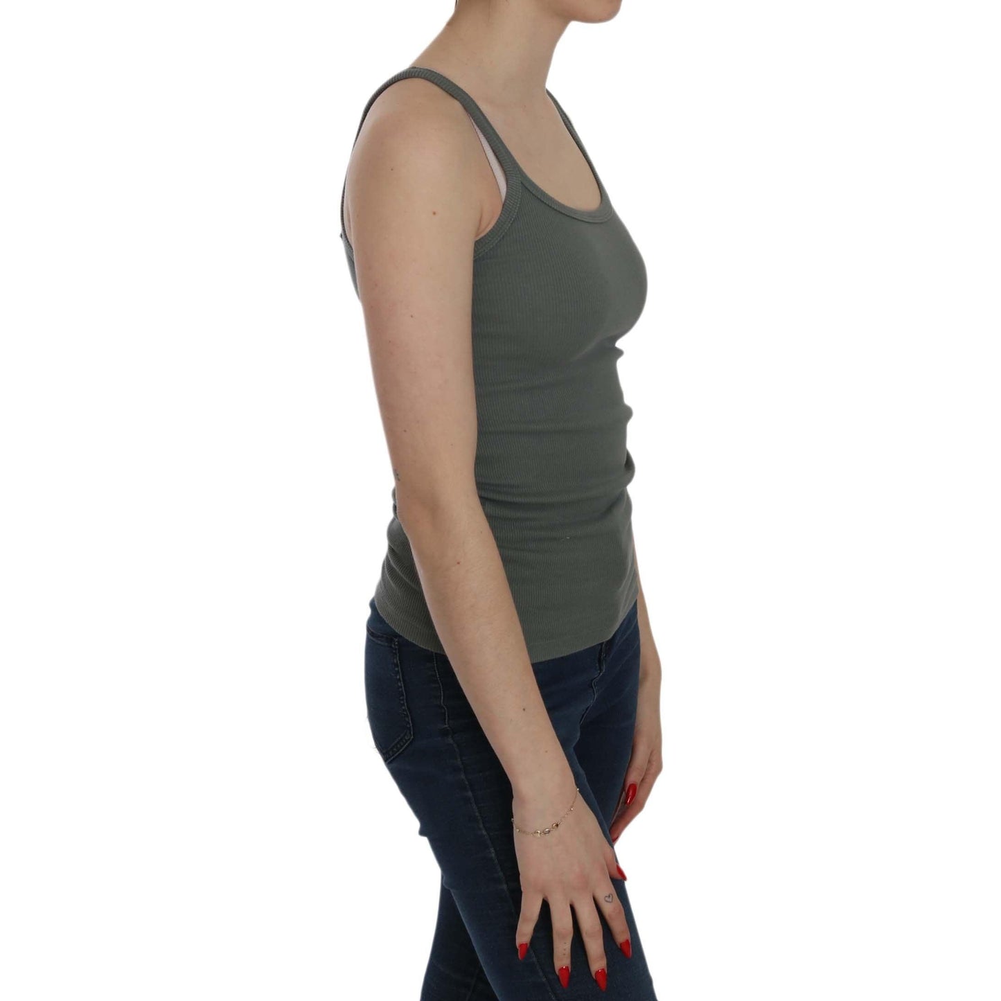 Green Sleeveless Spaghetti Tank T-Shirt Blouse