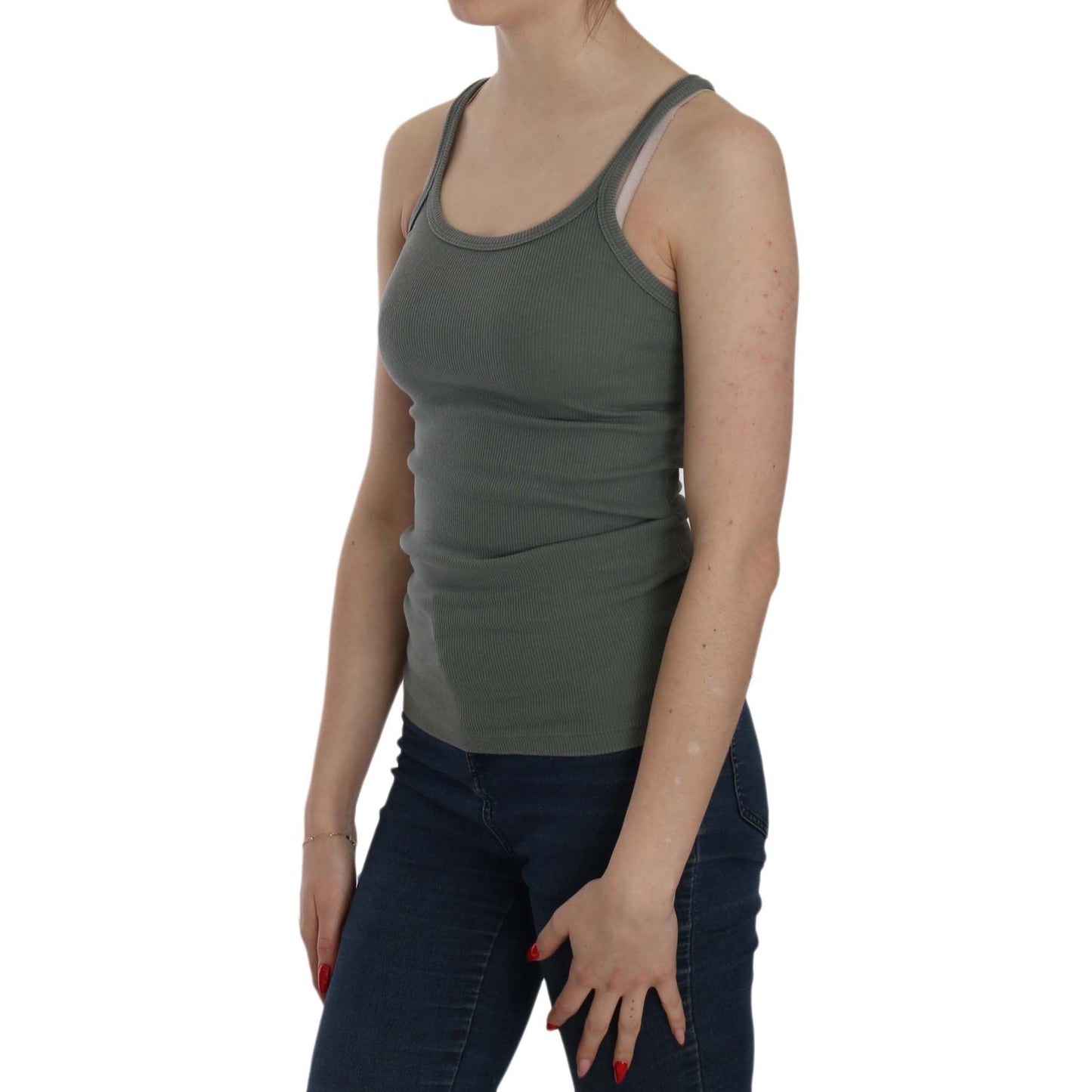 Green Sleeveless Spaghetti Tank T-Shirt Blouse