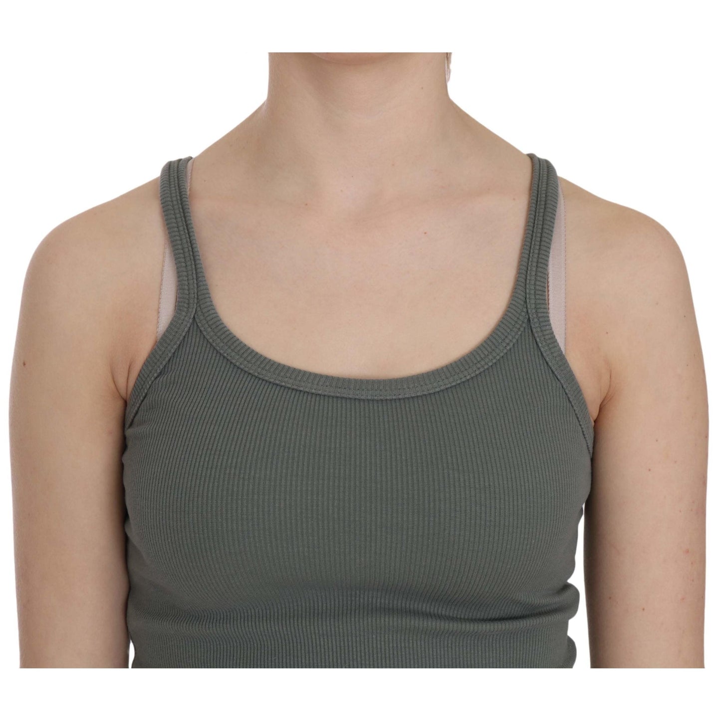 Green Sleeveless Spaghetti Tank T-Shirt Blouse