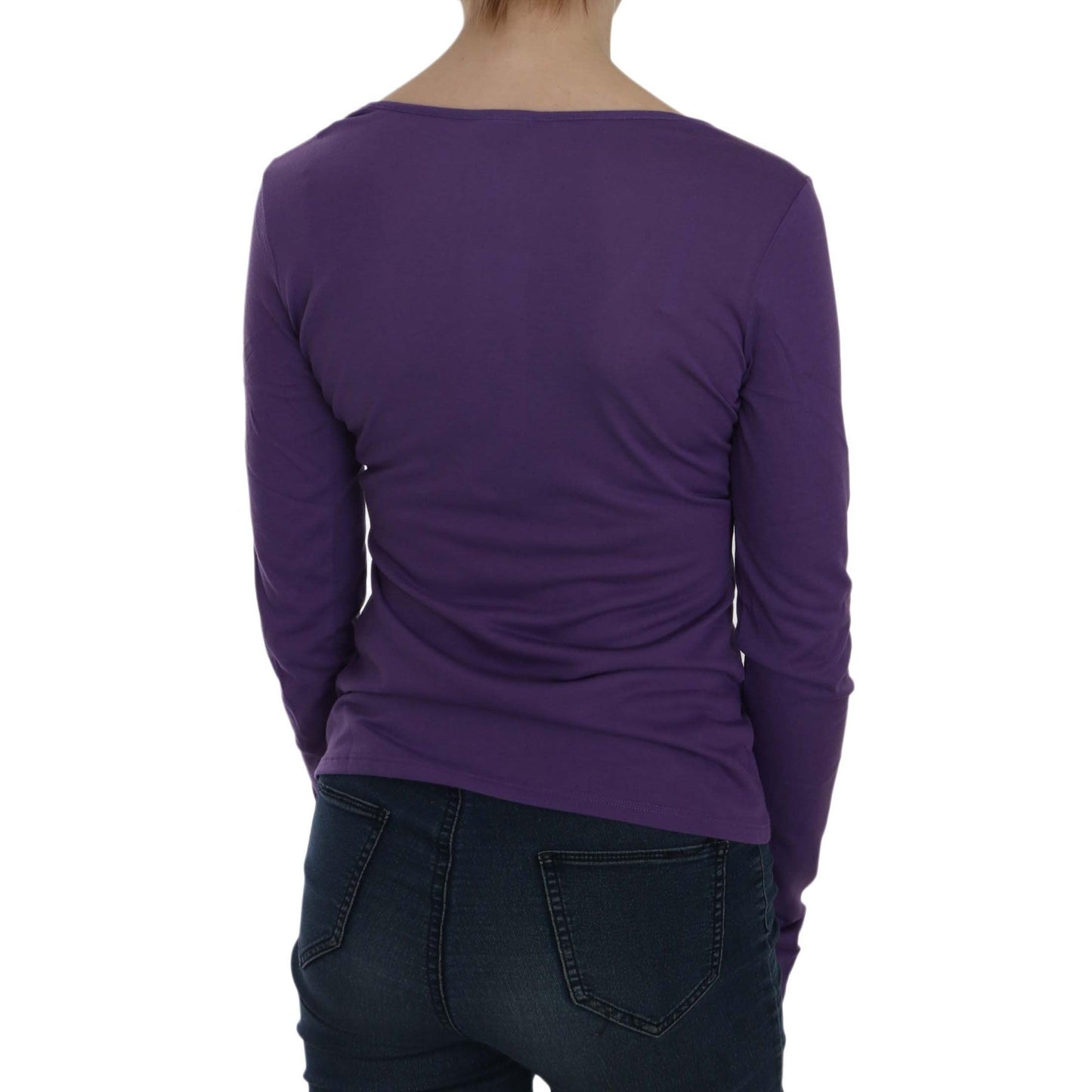 Purple Crystal Embellished Long Sleeve Casual Top