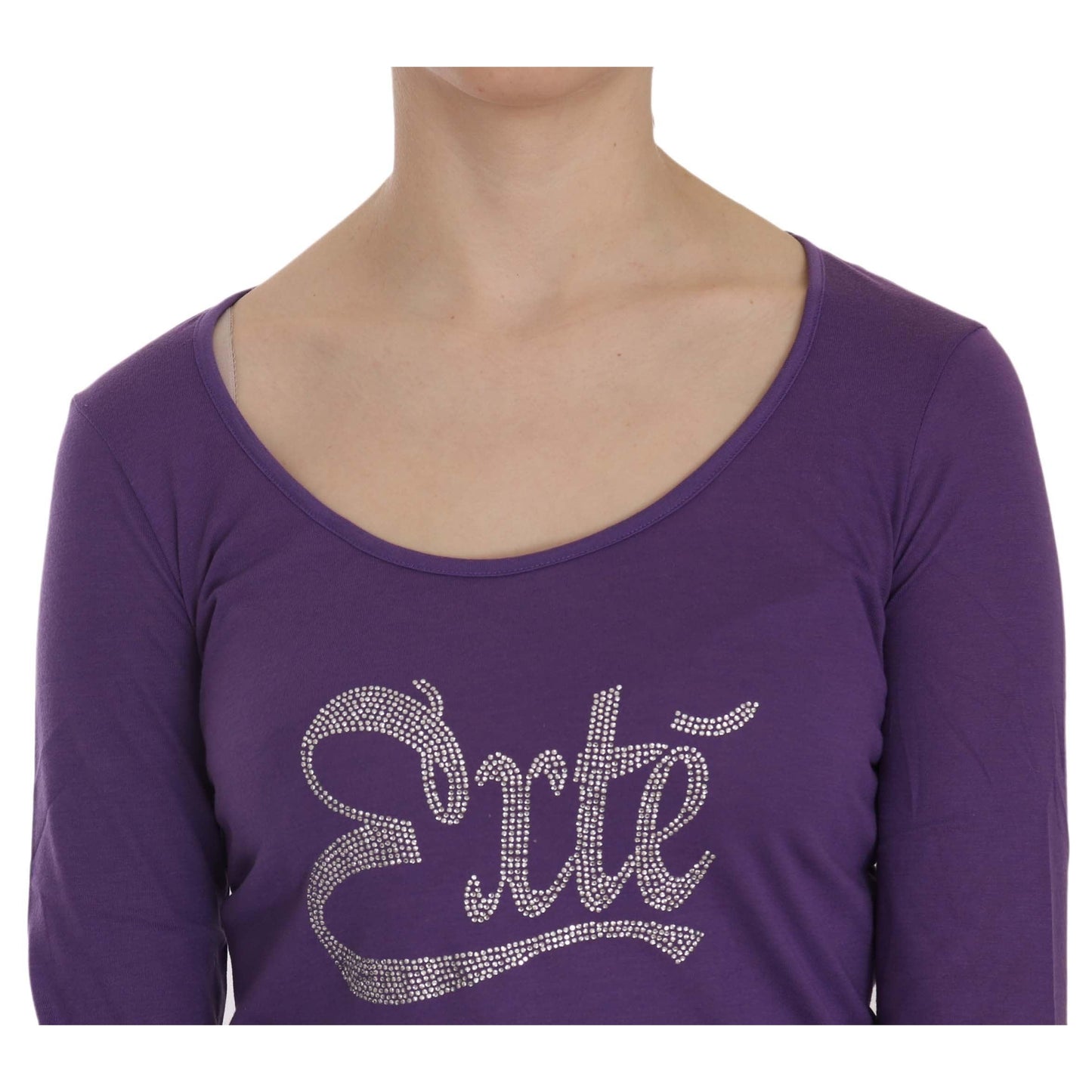 Purple Crystal Embellished Long Sleeve Casual Top