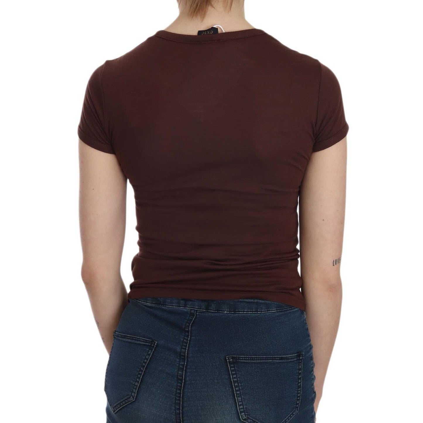 Brown Hearts Short Sleeve Casual T-shirt Top