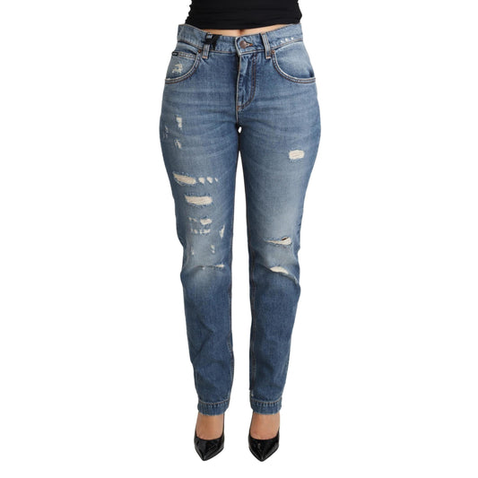 Blue Embellished Heart Skinny Denim Pants Jean