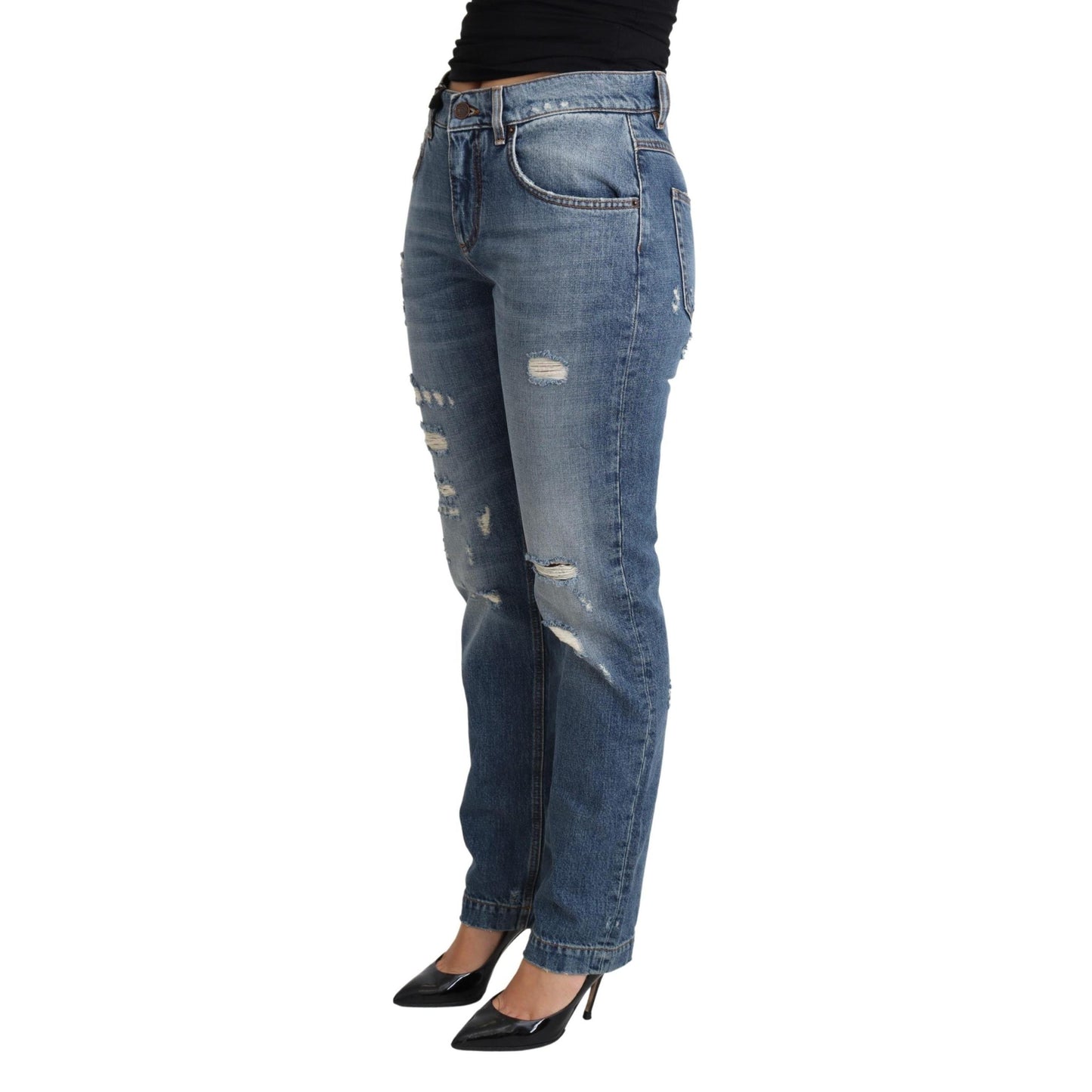 Blue Embellished Heart Skinny Denim Pants Jean