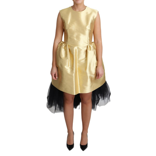 Gold Sleeveless A-line Tulle Polyester Dress