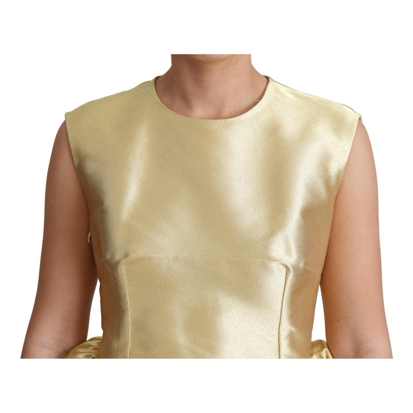Gold Sleeveless A-line Tulle Polyester Dress