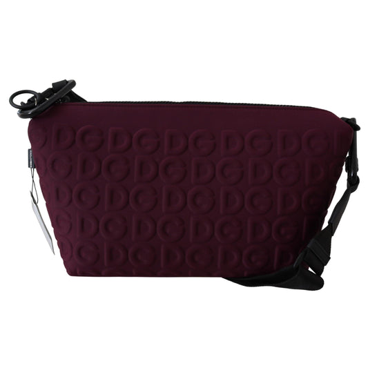Maroon DG Logo Embossed Crossbody Neoprene Bag - coffeewithmee2