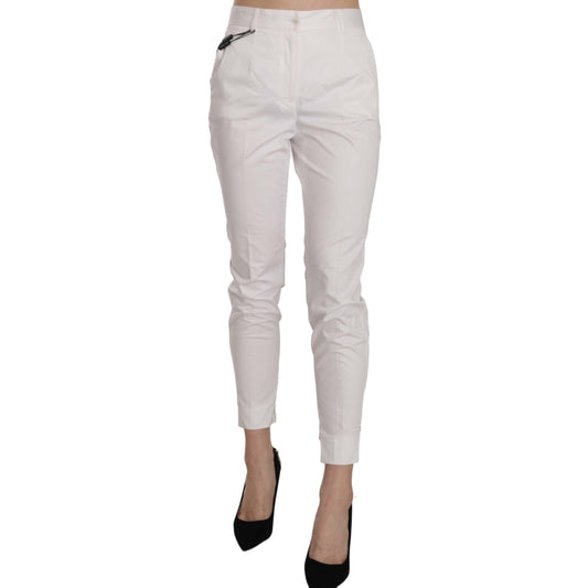 White High Waist Skinny Cropped Trouser Pants - coffeewithmee2