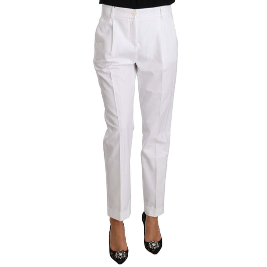 White Cotton Stretch Formal Trouser Pants - coffeewithmee2
