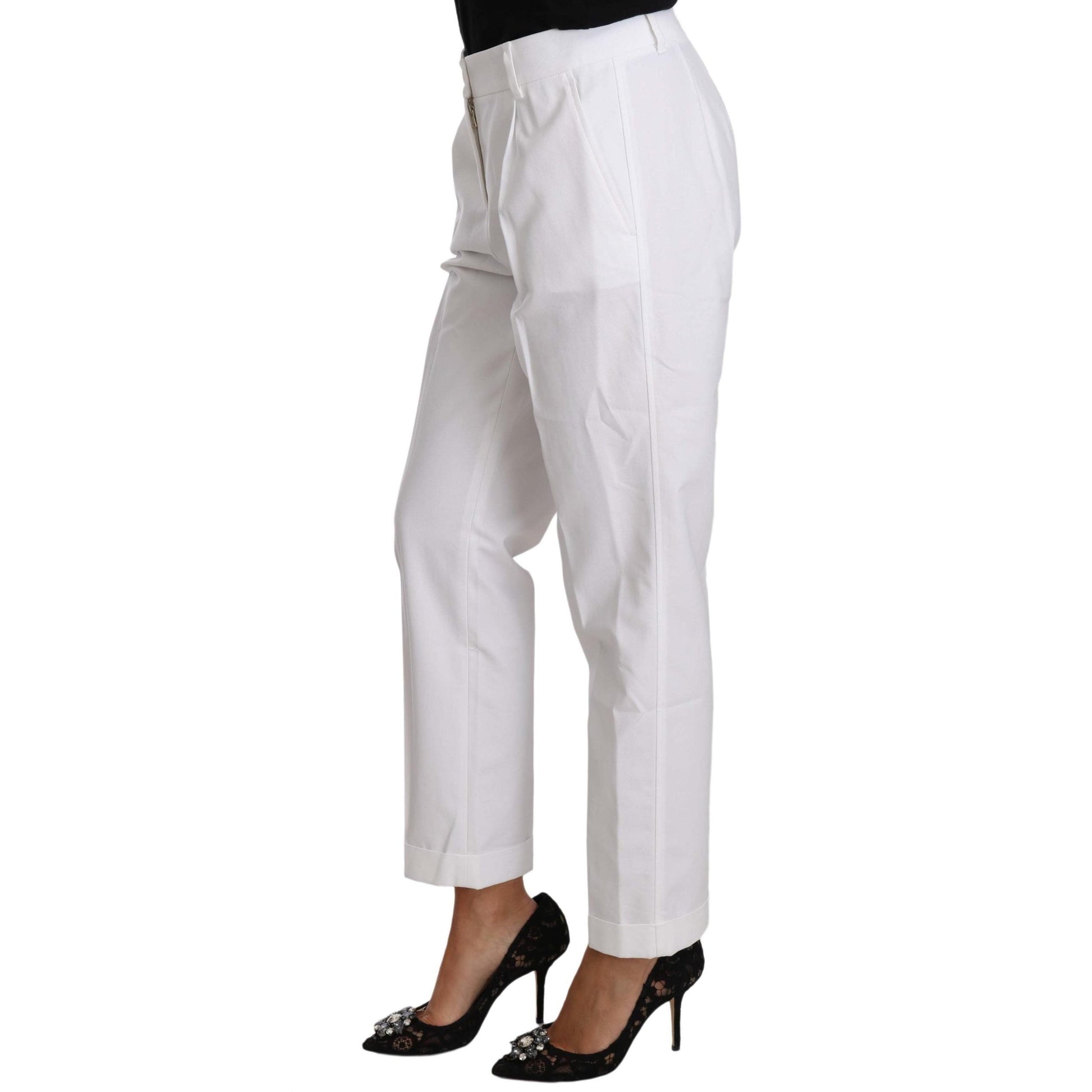 White Cotton Stretch Formal Trouser Pants - coffeewithmee2