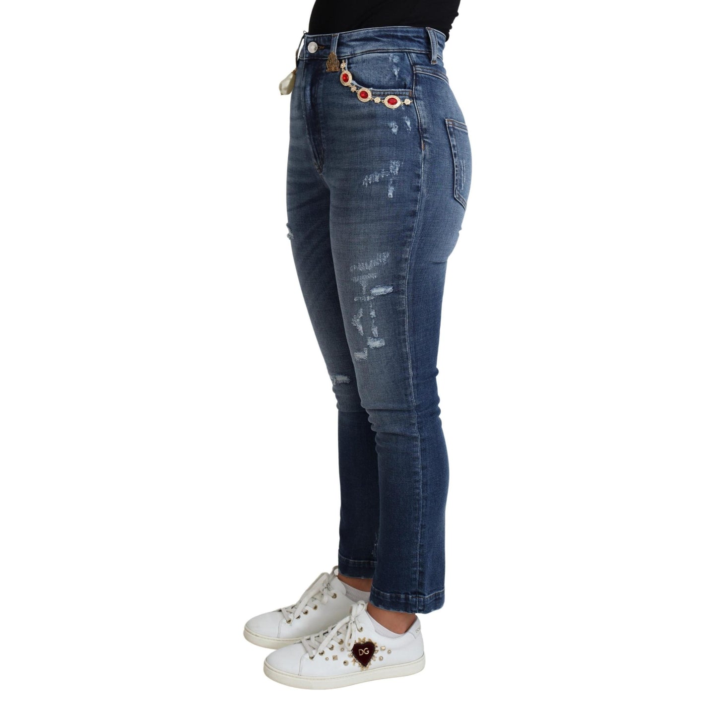 Blue Embellished Skinny Trouser Cotton Jeans