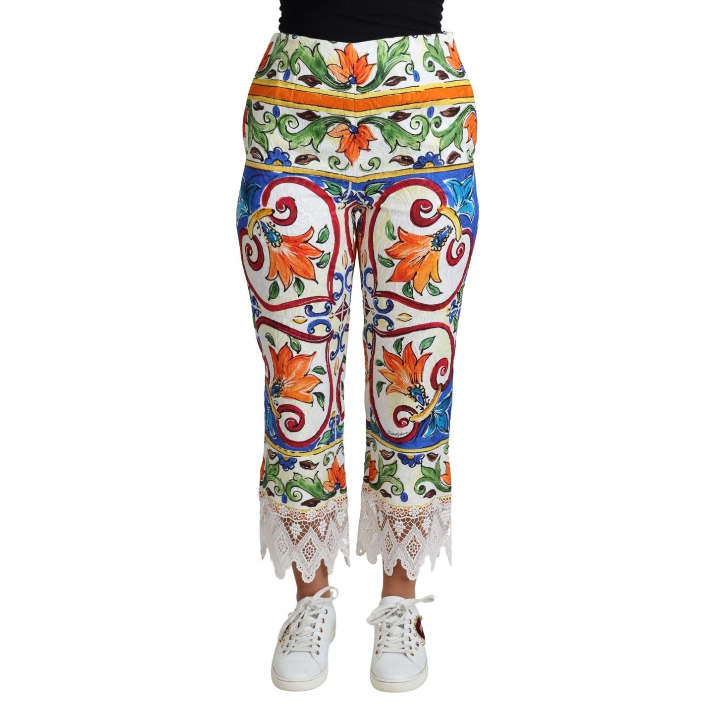 Multicolor Majolica Print Trouser  Cotton Pants