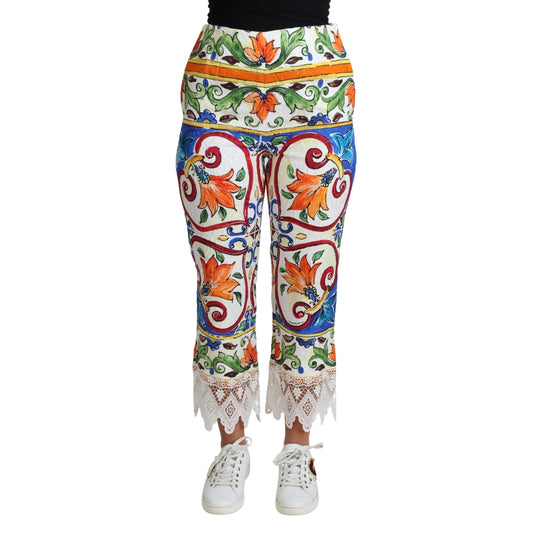 Multicolor Majolica Print Trouser  Cotton Pants