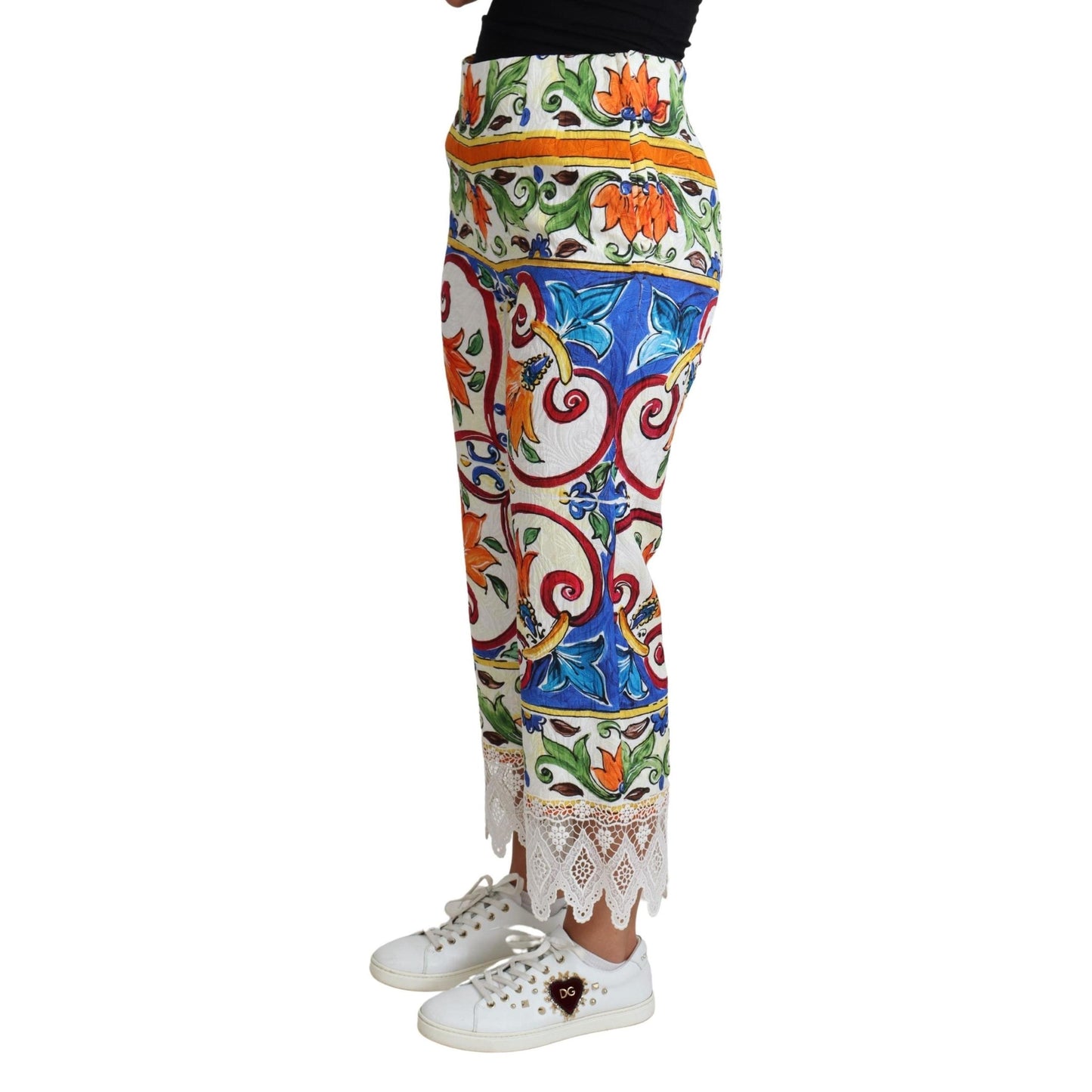 Multicolor Majolica Print Trouser  Cotton Pants