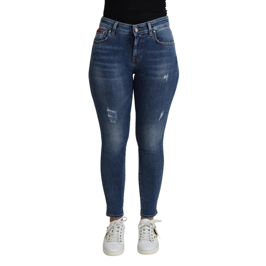 Blue High Waist Skinny Trouser Jeans