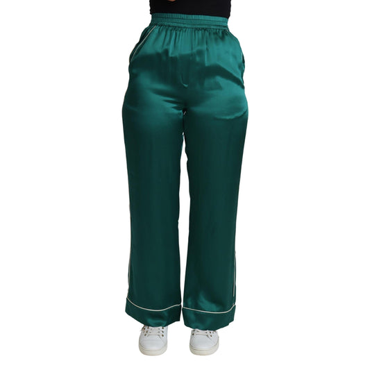 Green High Waist Pajama Trouser Silk Pant