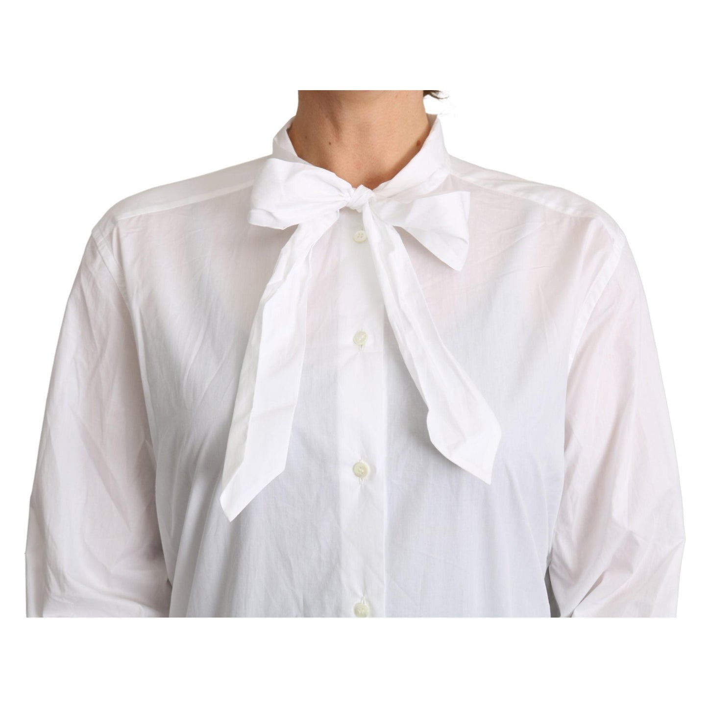 Cotton White Scarf Neck Shirt Blouse Top