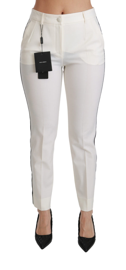 White High Waist Skinny Slim Cropped Pants