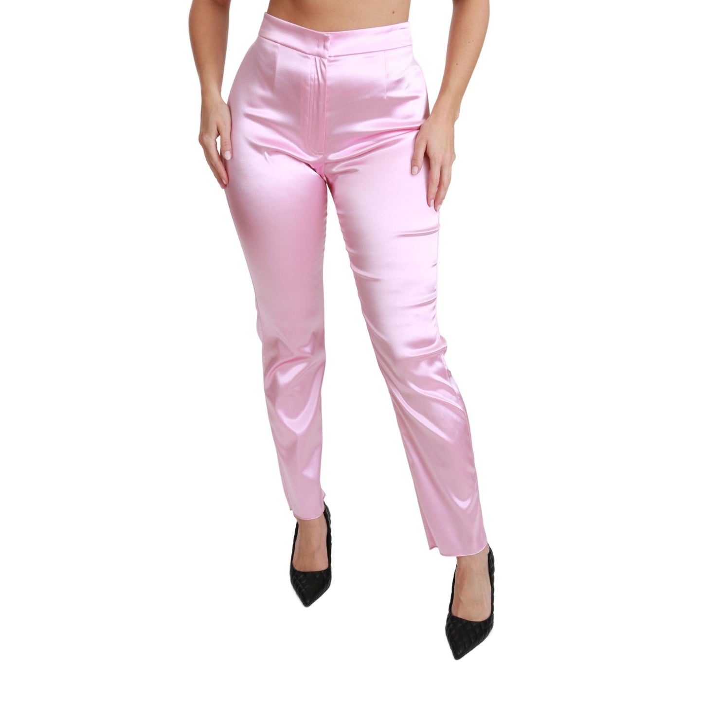 Pink Metallic High Waist Skinny Pants