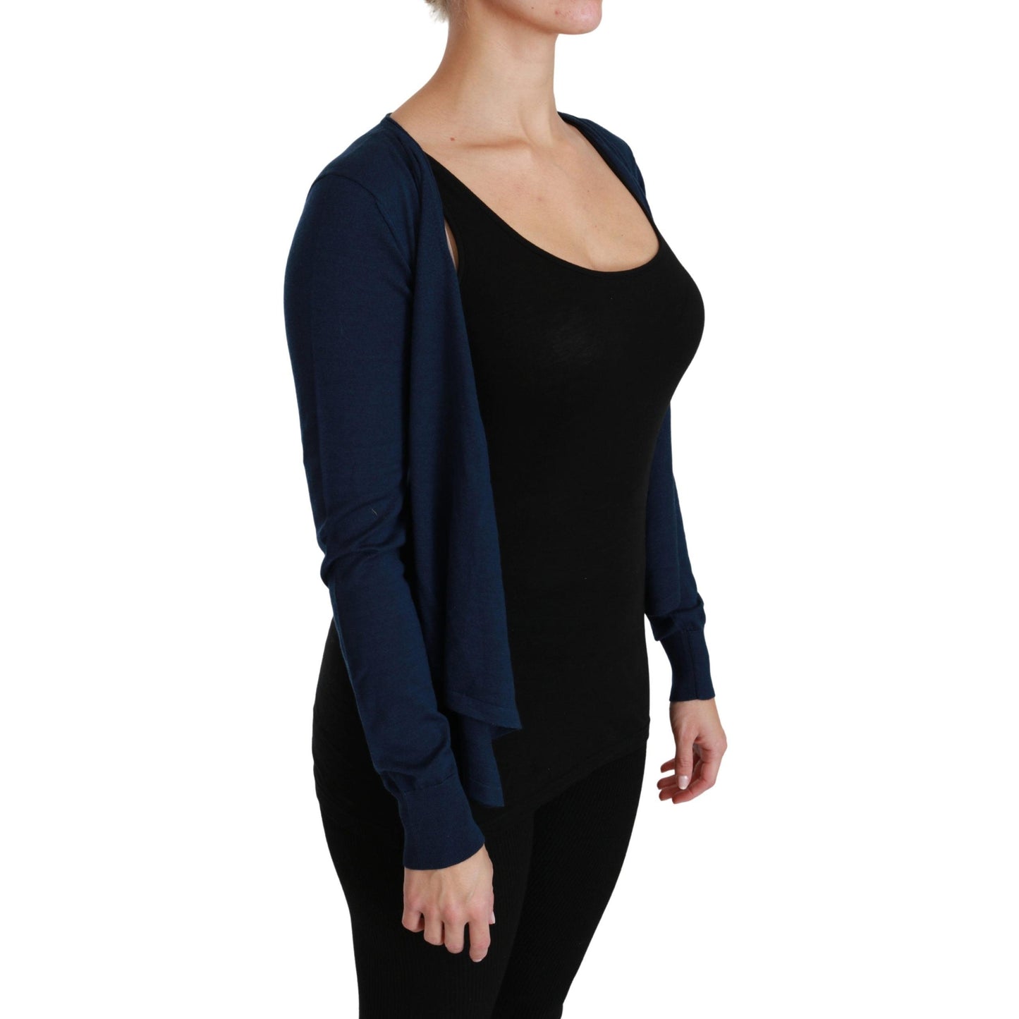 Blue Long Sleeve Cardigan Vest Cashmere Sweater