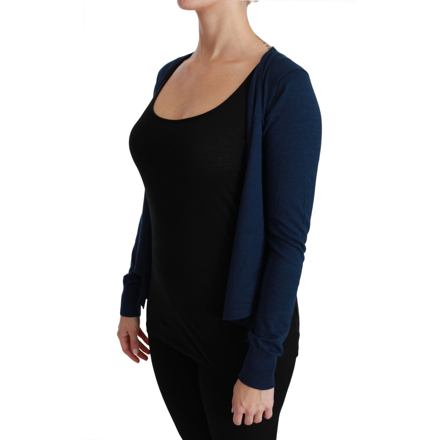 Blue Long Sleeve Cardigan Vest Cashmere Sweater