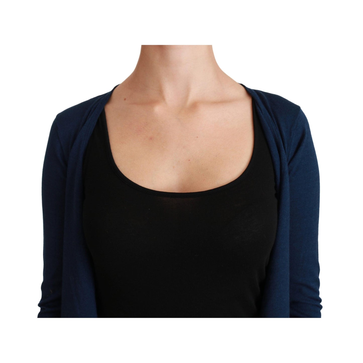 Blue Long Sleeve Cardigan Vest Cashmere Sweater