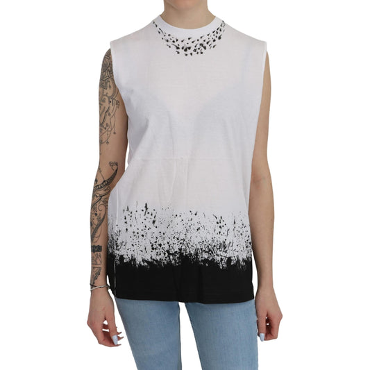 White Sleeveless T-shirt Tank Cotton Top