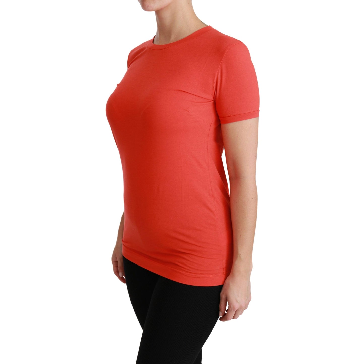 Red Crewneck Short Sleeve T-shirt Cotton Top