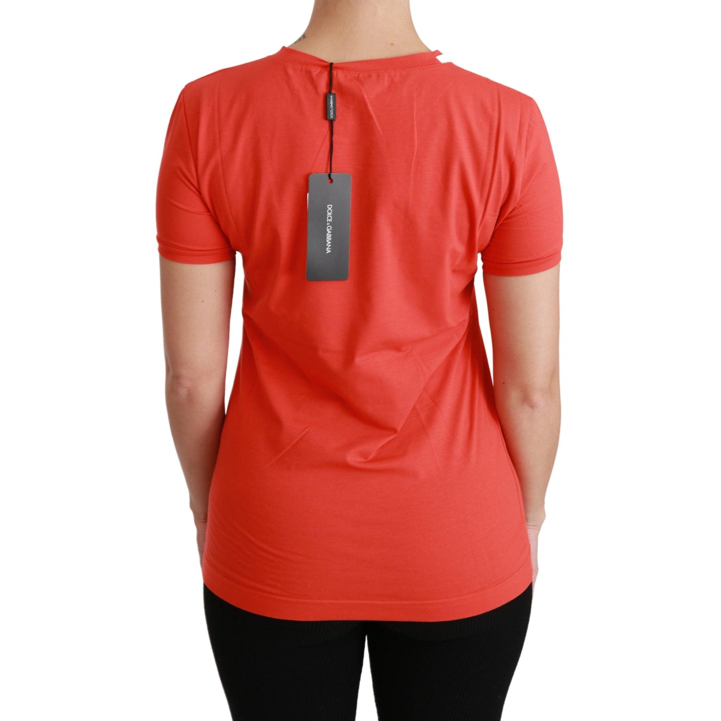 Red Crewneck Short Sleeve T-shirt Cotton Top