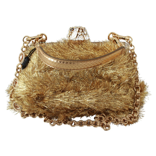 Gold White Crystals Clutch Shoulder Purse VANDA Bag - coffeewithmee2
