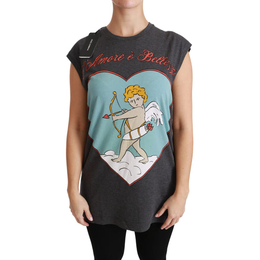 Gray L'Amore E'Bellezza Cotton Top T-shirt