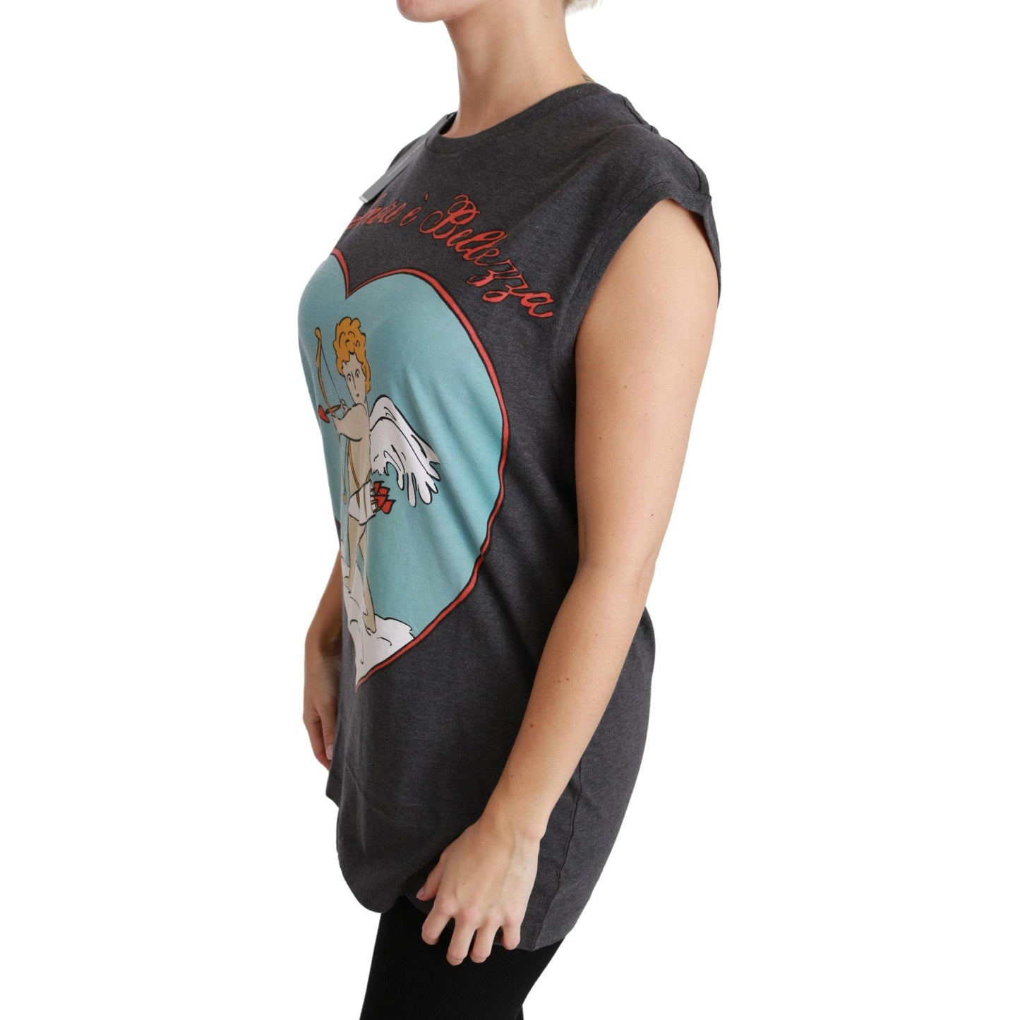 Gray L'Amore E'Bellezza Cotton Top T-shirt